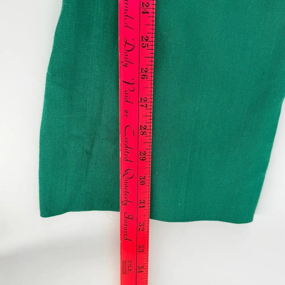 Vintage Corbin Montego Linen Trousers Green Houndstooth Stripe Squire Shop 32
